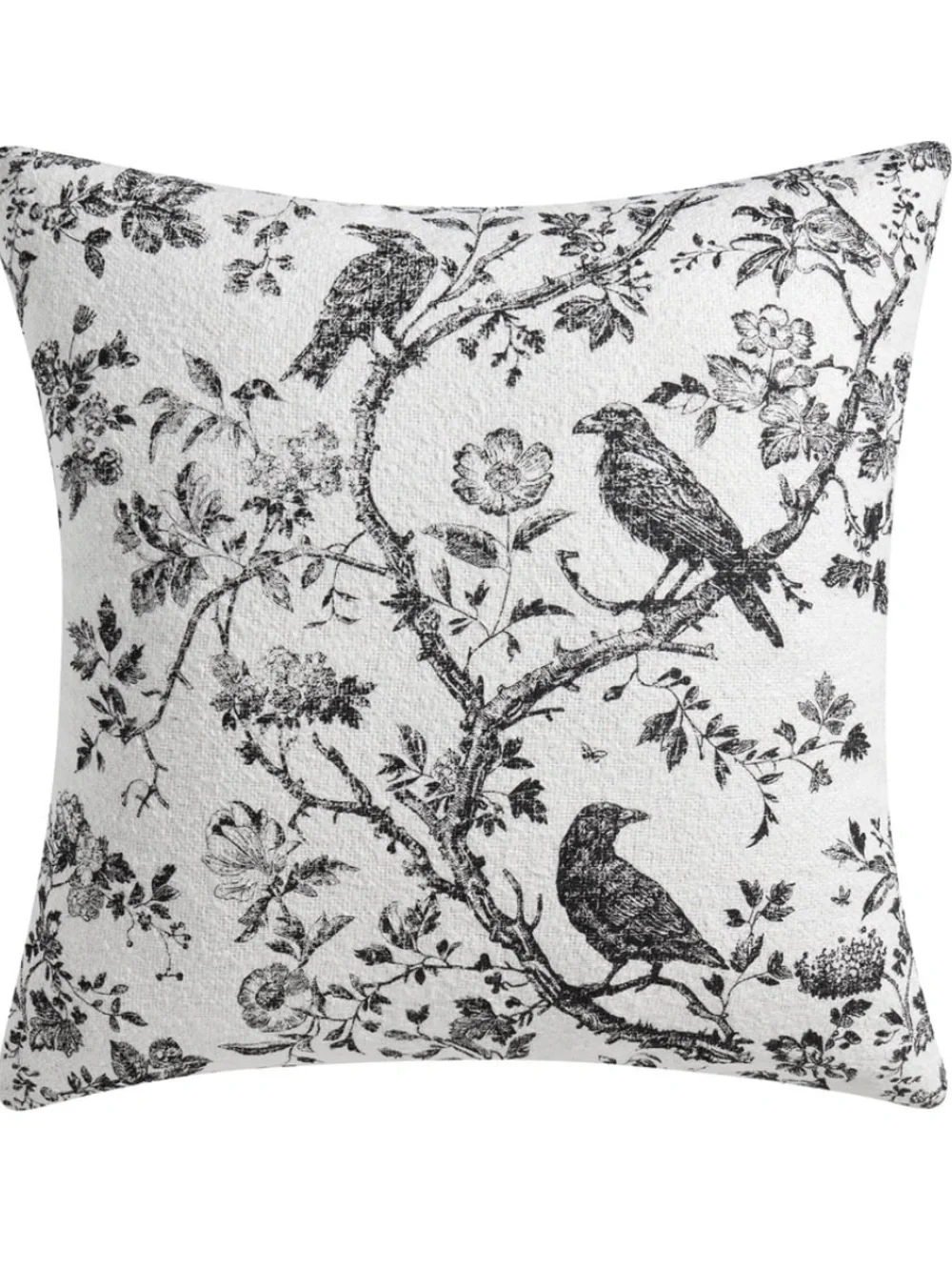 My Texas House Halloween Raven Toile Decorative Pillow, Ivory and Black, 20